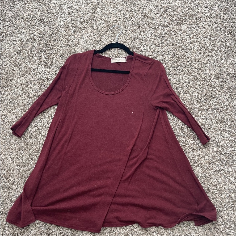 Maroon 3/4 sleeve project social t tunic